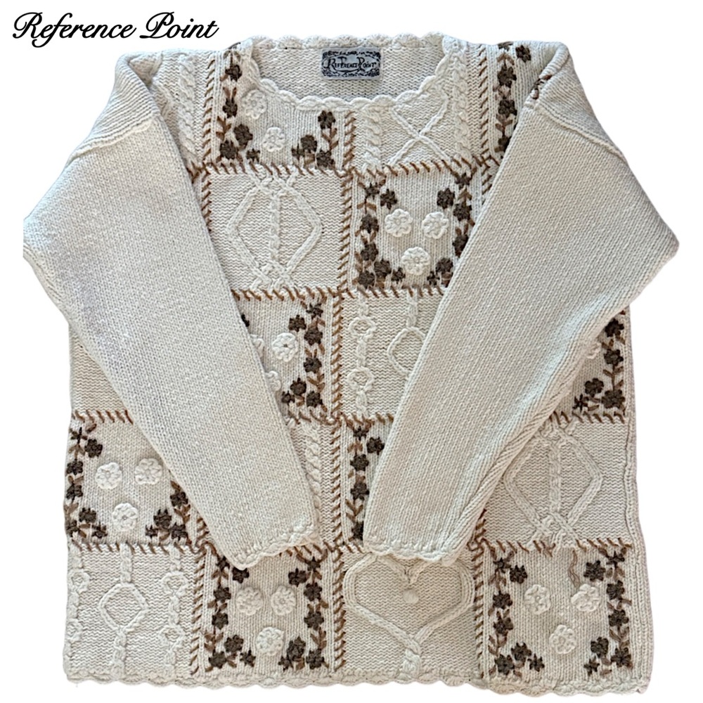 Reference Point - Hand Knitted Block Pattern Pull… - image 1